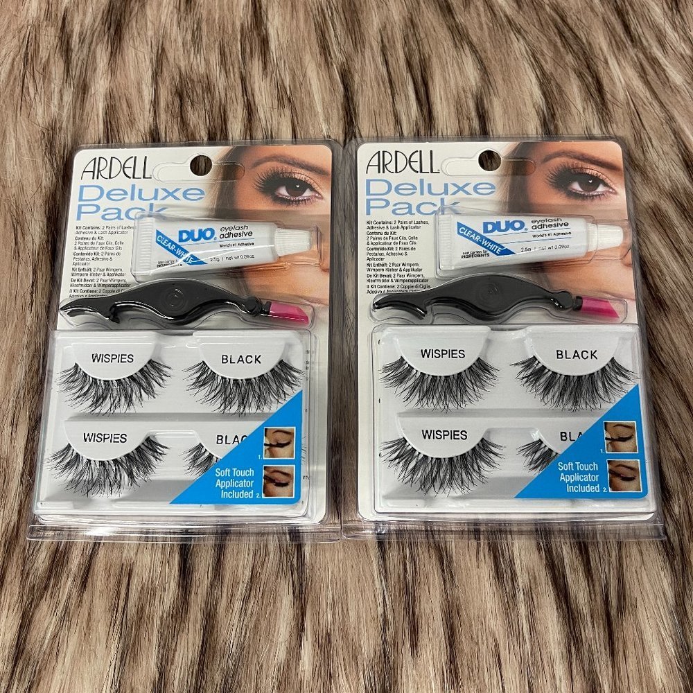 LOT OF 2 Ardell Wispies Deluxe Pack Lashes w/ Glue